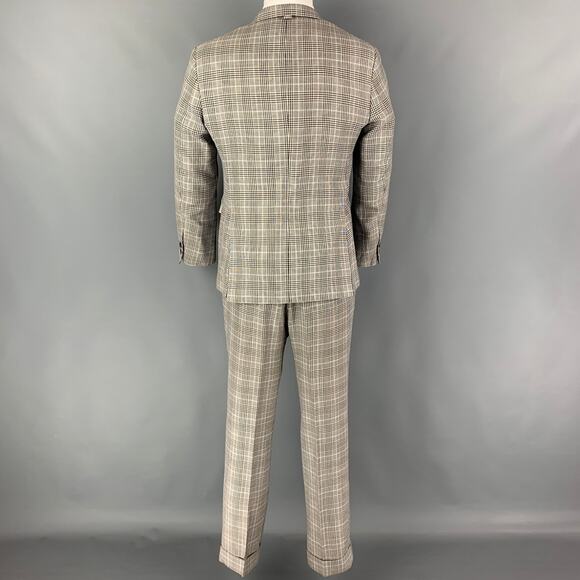 BLACK FLEECE Size 38 Black White Glenplaid Wool Blend Notch Lapel Suit - Picture 3 of 10
